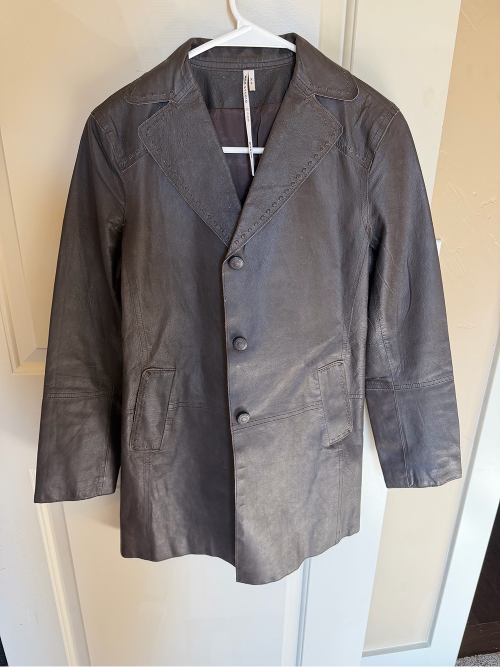 Max Studio XS Brown Genuine Leather Blazer Jacket